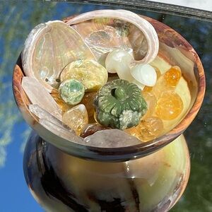 Banded Green Onyx Bowl, Crystal Points, Serpentine Pumpkin, Citrine Tumbles…